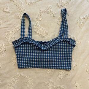 Urban Outfitters blue and white checkered crop top